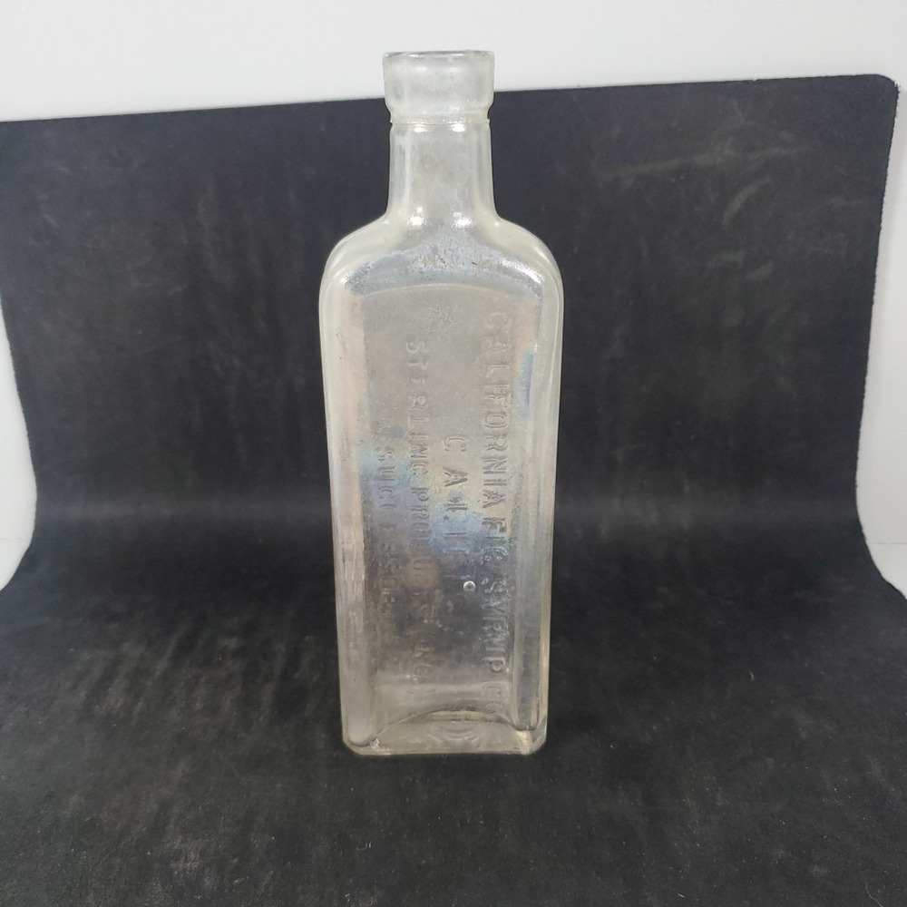 California Figs Syrup Co Embossed Glass Bottle Sterling Products Successor 1920s